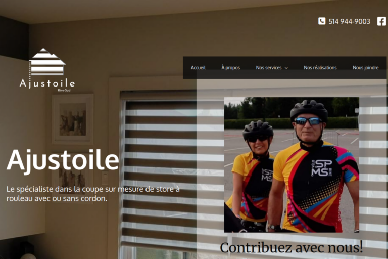 Site Web Ajustoile — version ordinateur