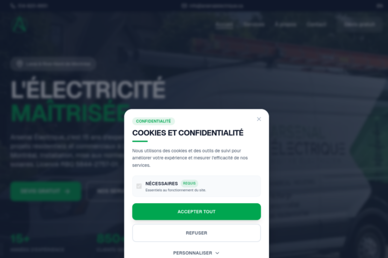 Site Web Arsenal Électrique — version ordinateur