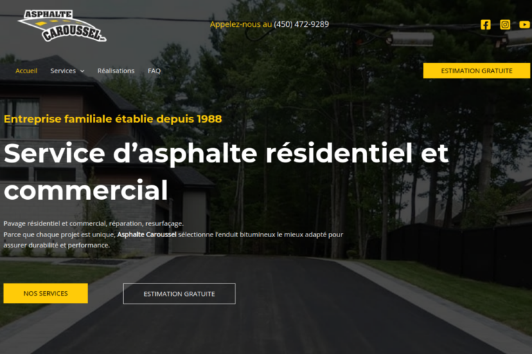 Site Web Asphalte Caroussel — version ordinateur