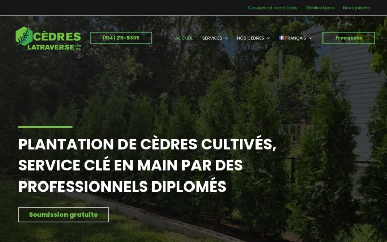 Site Web Cèdres Latraverse — version ordinateur