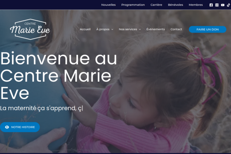 Site Web Centre Marie Eve — version ordinateur