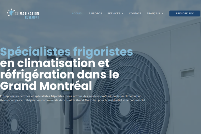 Site Web Climatisation Rosemont — version ordinateur
