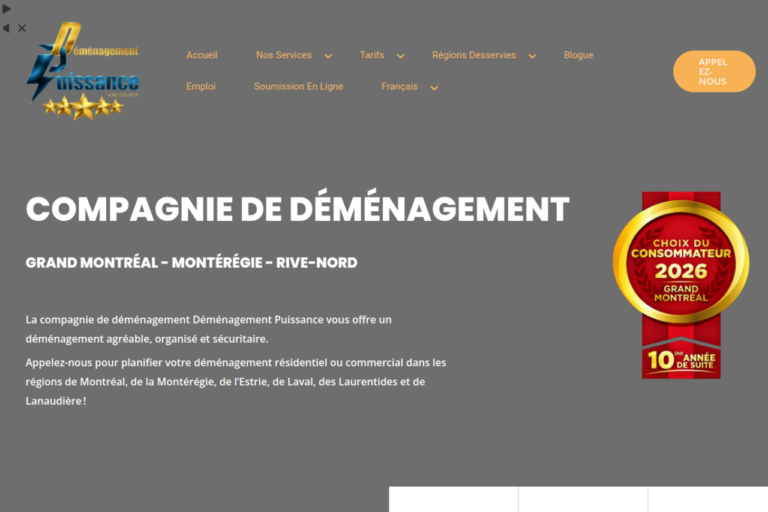 Site Web Déménagement Puissance — version ordinateur