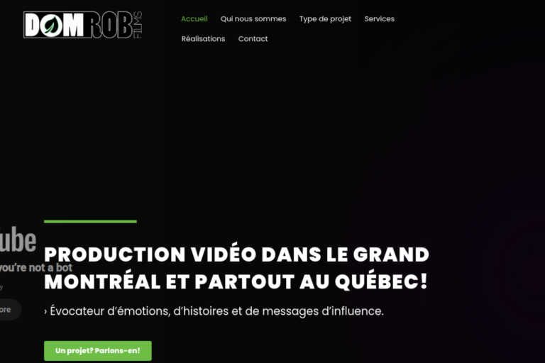 Site Web DomRob Films — version ordinateur