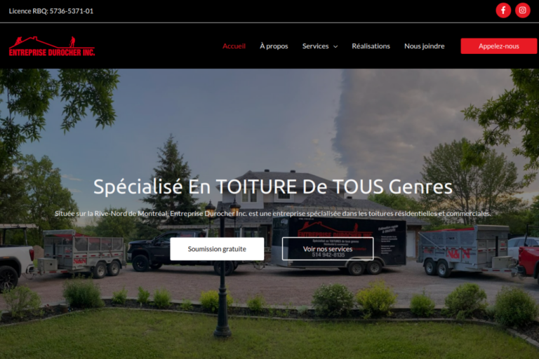 Site Web Entreprise Durocher — version ordinateur