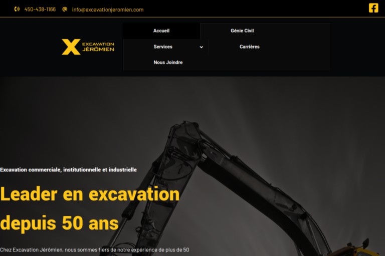 Site Web Excavation Jéromien — version ordinateur
