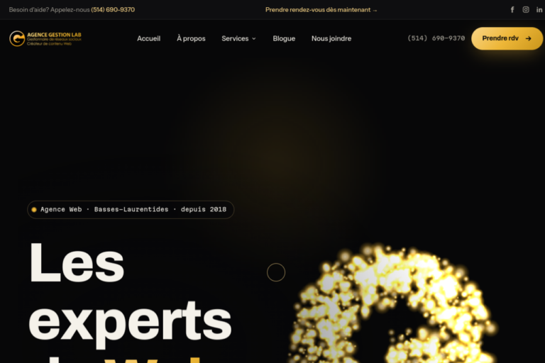 Site Web Agence Gestion Lab — version ordinateur