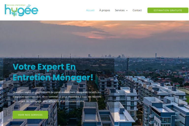 Site Web Entretien ménager Hygée — version ordinateur