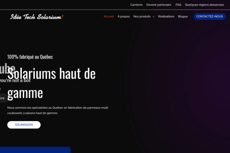 Site Web Idée Tech Solarium — version ordinateur