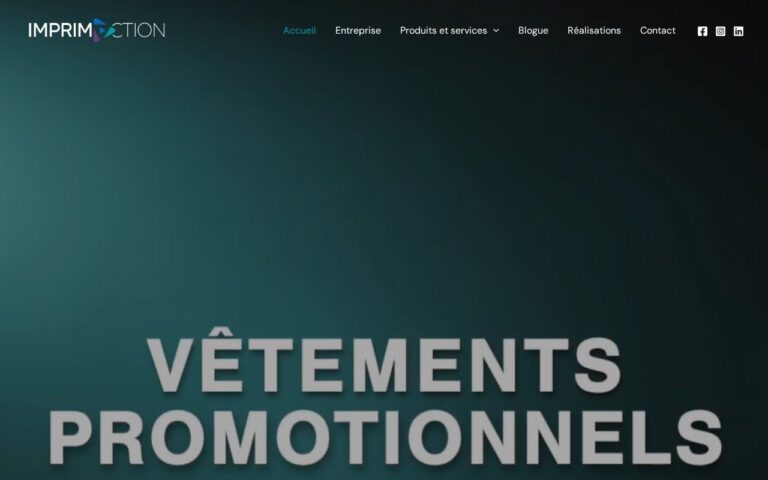 Site Web Imprimaction — version ordinateur