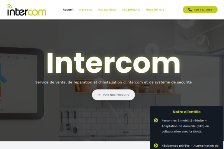 Site Web Intercom Solution — version ordinateur