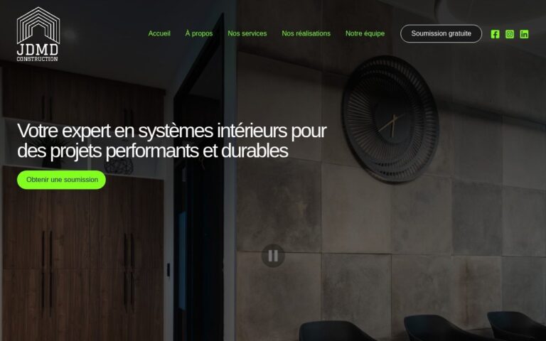 Site Web JDMD Construction — version ordinateur
