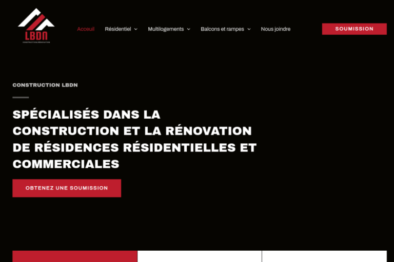 Site Web LBDN Construction — version ordinateur