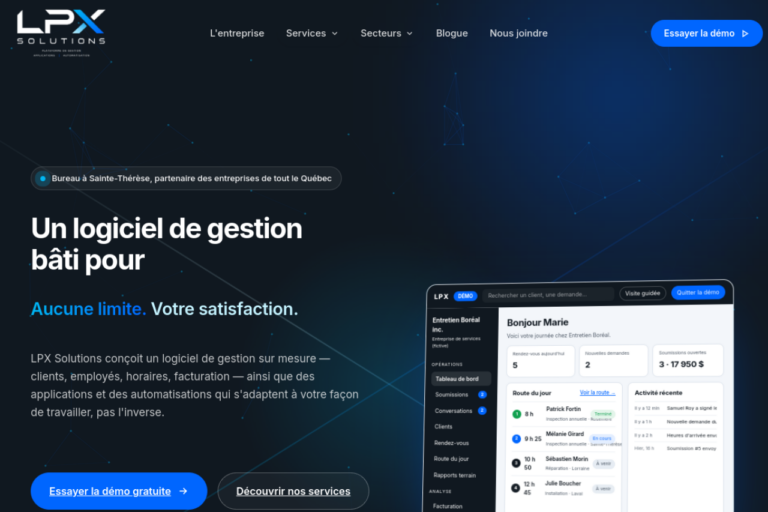 Site Web LPX Solutions — version ordinateur