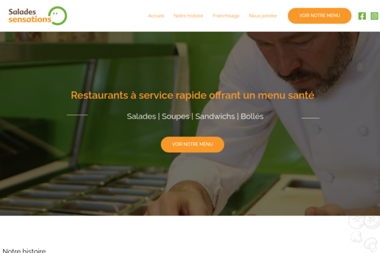 Site Web Salades Sensations — version ordinateur
