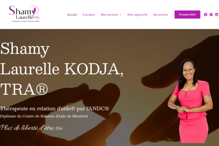 Site Web Shamy Laurelle — version ordinateur